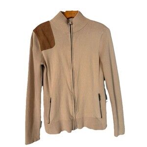Ralph Lauren Shooting Cardigan Sweater Long Sleeve 100% Cotton Pockets Zip‎ SZ M